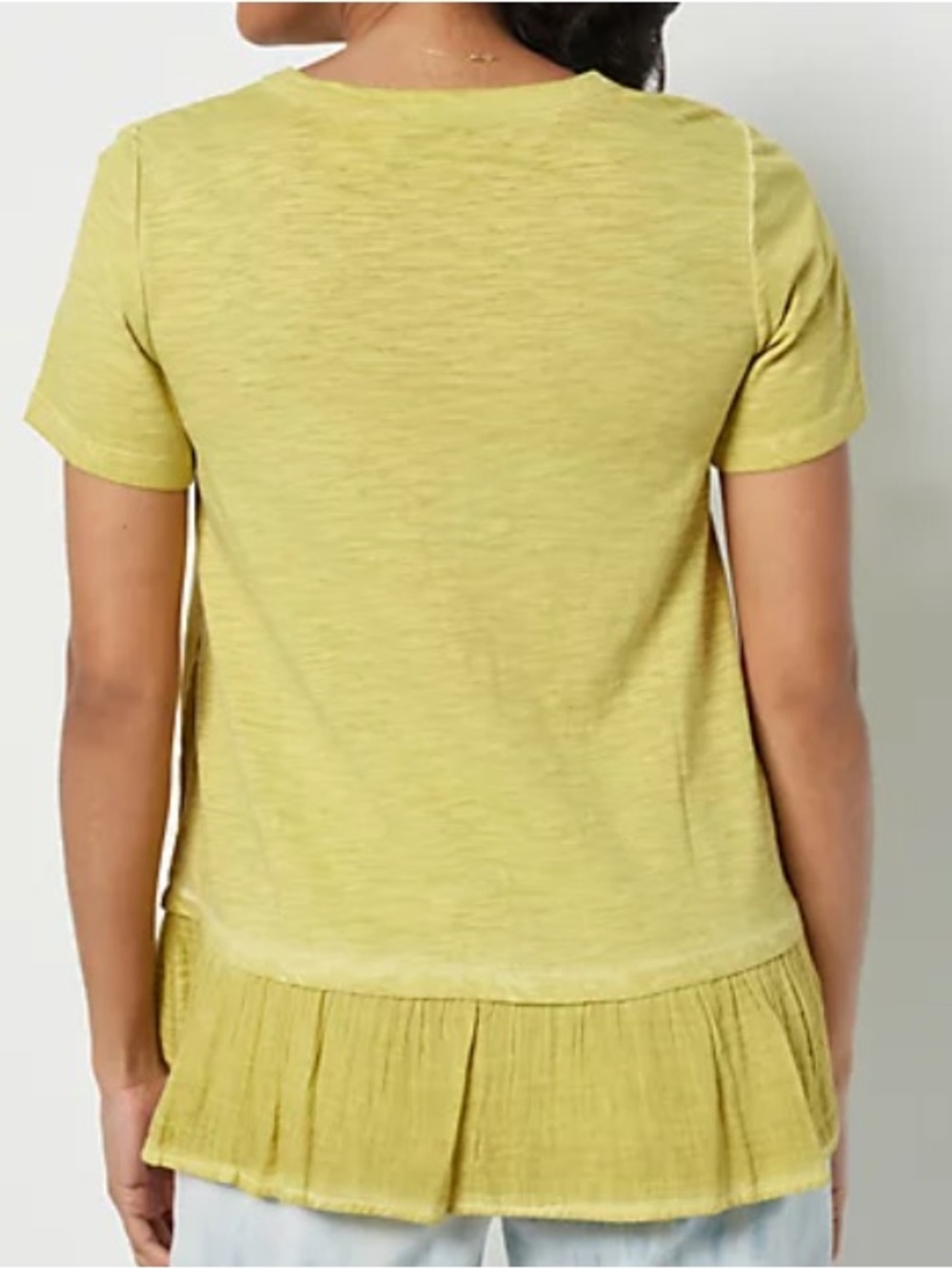 LOGO by Lori Goldstein Short Sleeve Ruffle-Hem Top with pockets - Picture 7 of 7